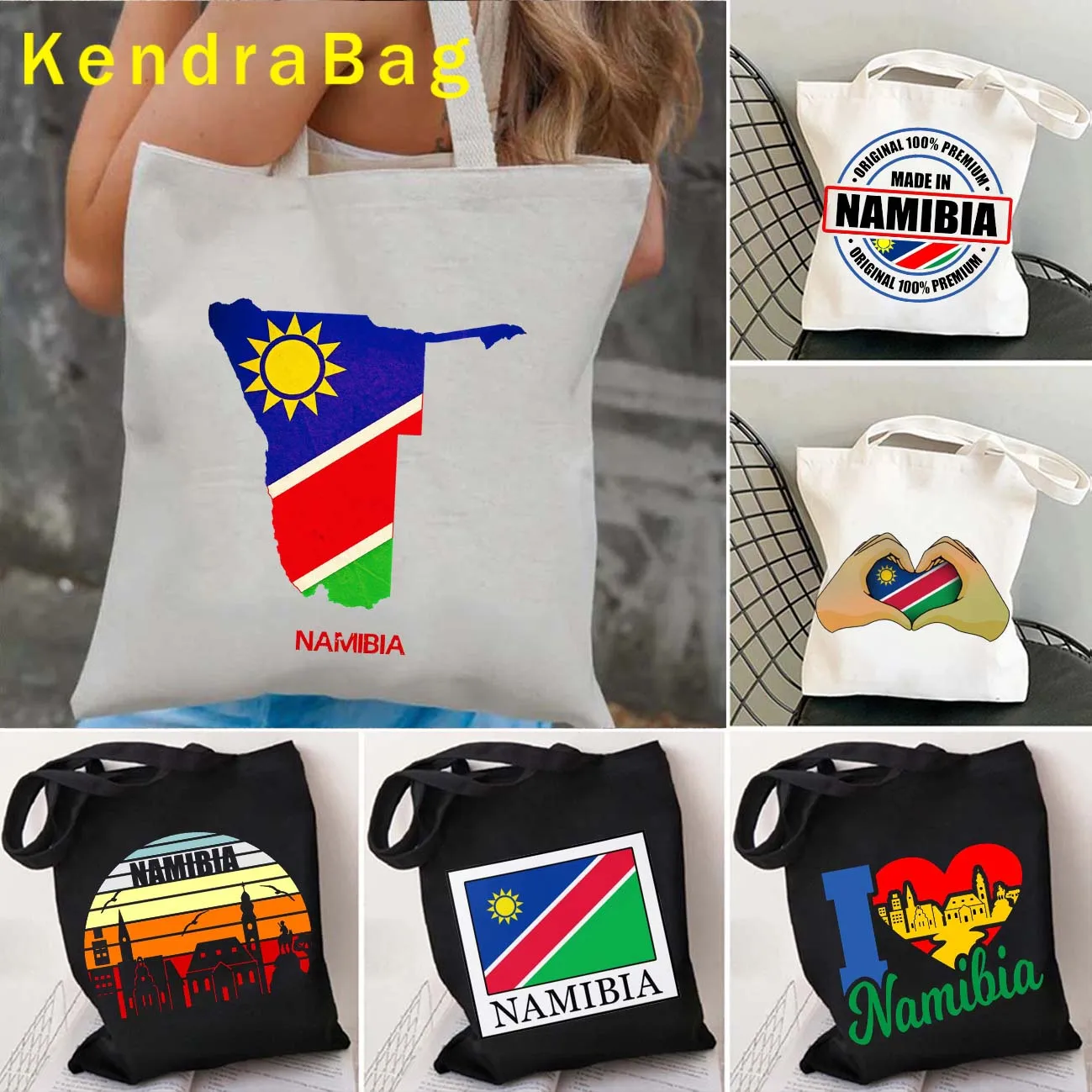 Namibia Country Map Flag Namibian Girl Africa Gifts Women Canvas Shoulder Tote Bag Harajuku Shopper Reusable Cute Cotton Handbag