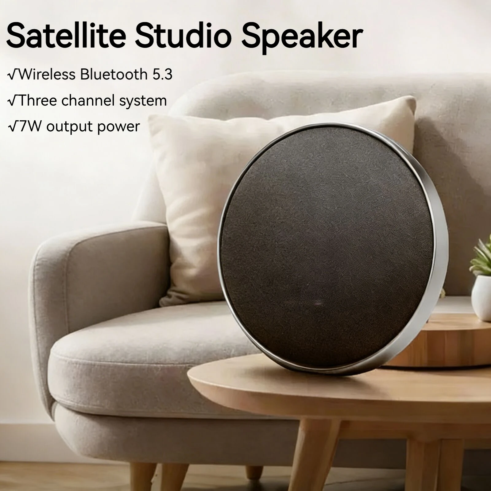 

Беспроводная Bluetooth 5.3 колонка-сабвуфер Hi-Fi с глубоким басом и объемным звучанием, длительным временем автономной работы для декора рабочего стола и дома