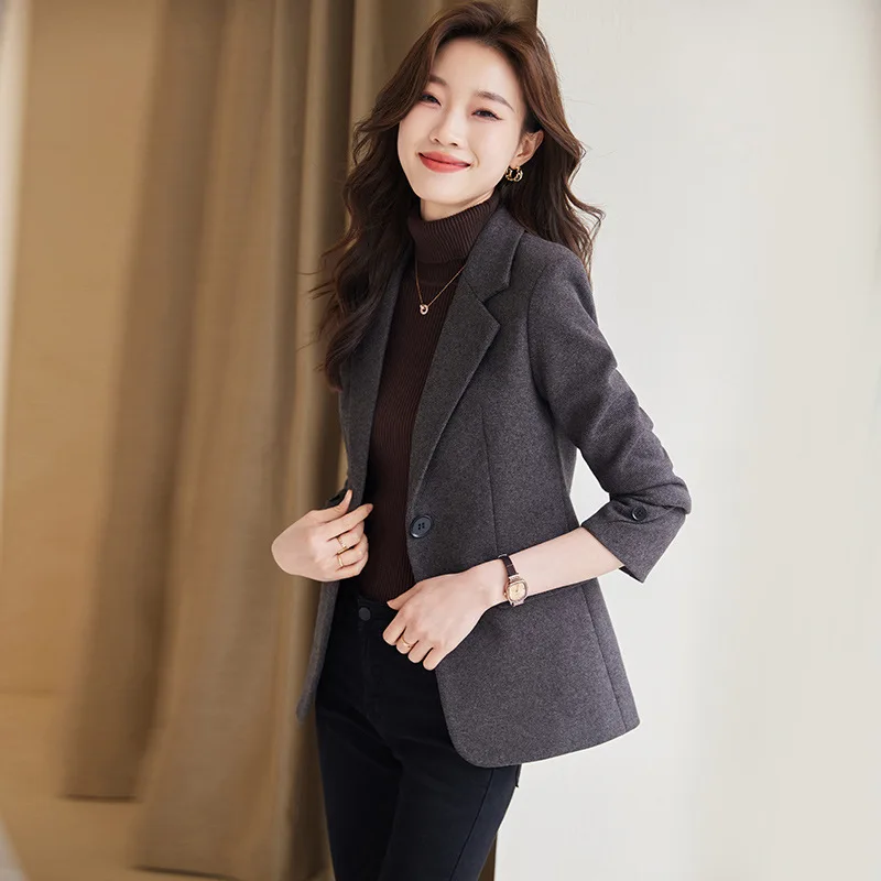 Houndstooth Small Suit Women's Jacket Fashion Long Sleeve Elegant Autumn Blazer Women's Slim Fit Casual Top