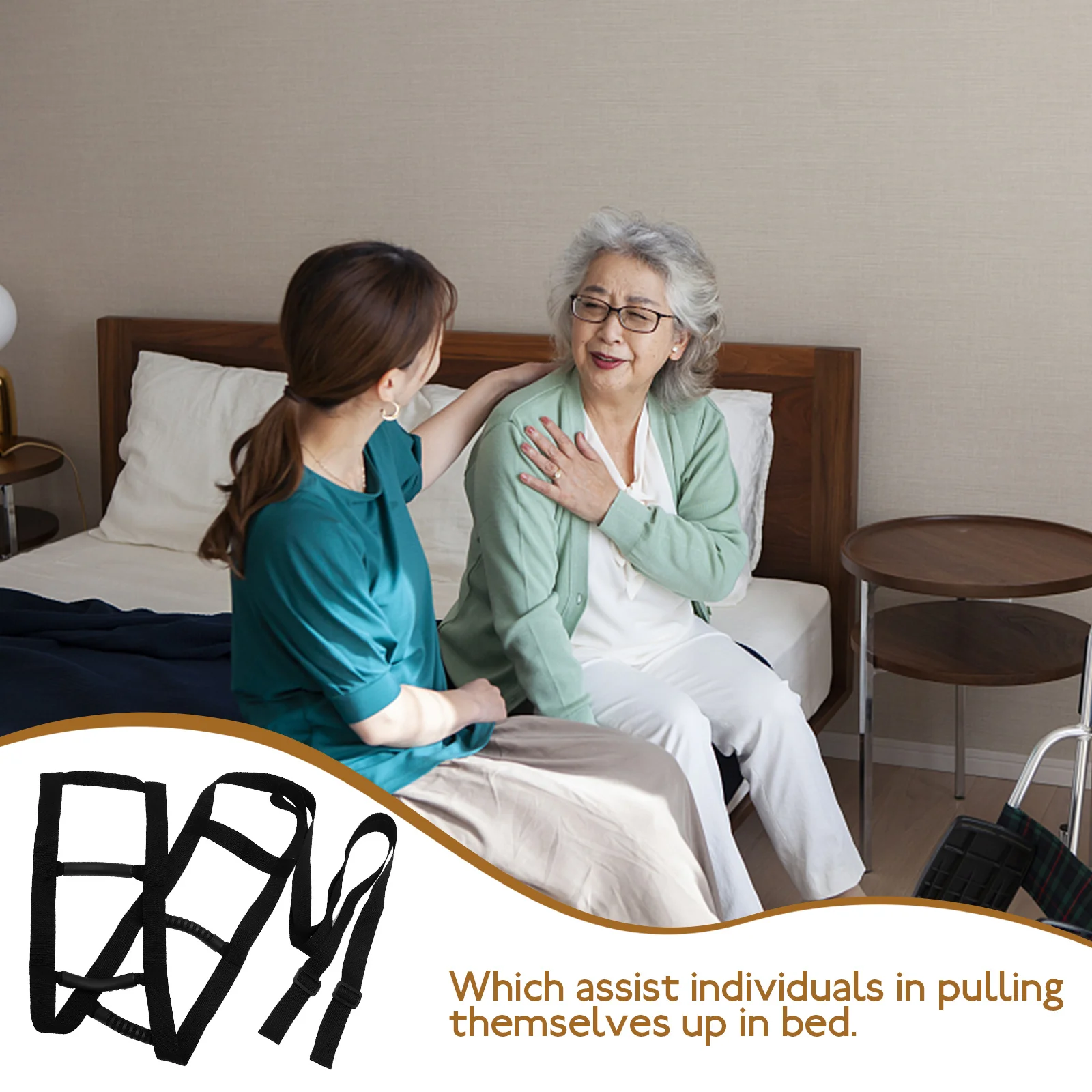 

Elderly Bed Ladder Sit Up Assist Device Rope Ladder Bed Support Pull Up Strap Adjustable Tension Belt Helper Non Slip Handles