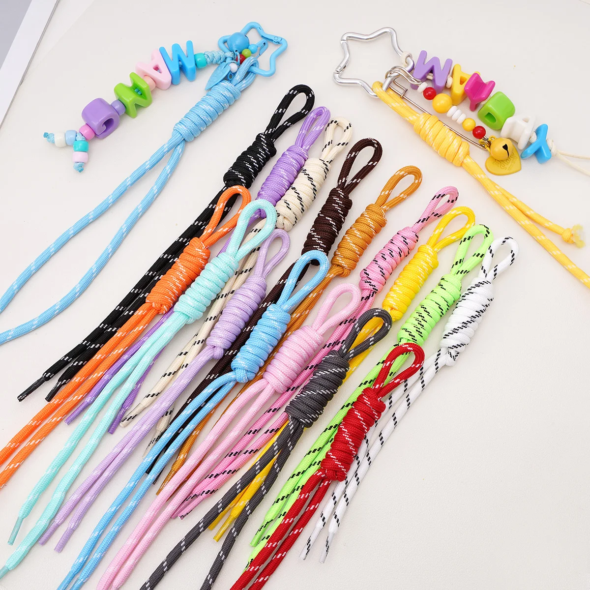 5 Stück/Set Bunte Geflochtene Schlüsselbänder Handgemachtes Knoten-Nylonseil für DIY Schlüsselanhänger, Anhänger und Taschenzubehör – Detail 5