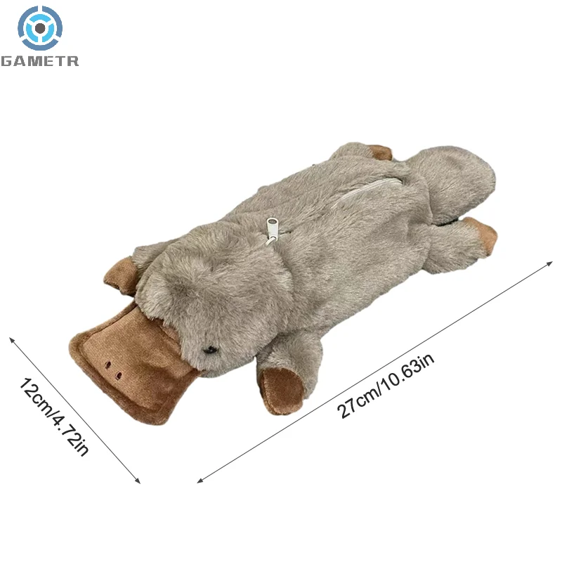 Cute Platypus Pencil Case Cosmetic Bag Plush Pen Pouch Large Capacity Storage Bag School Supplies Stationery Box