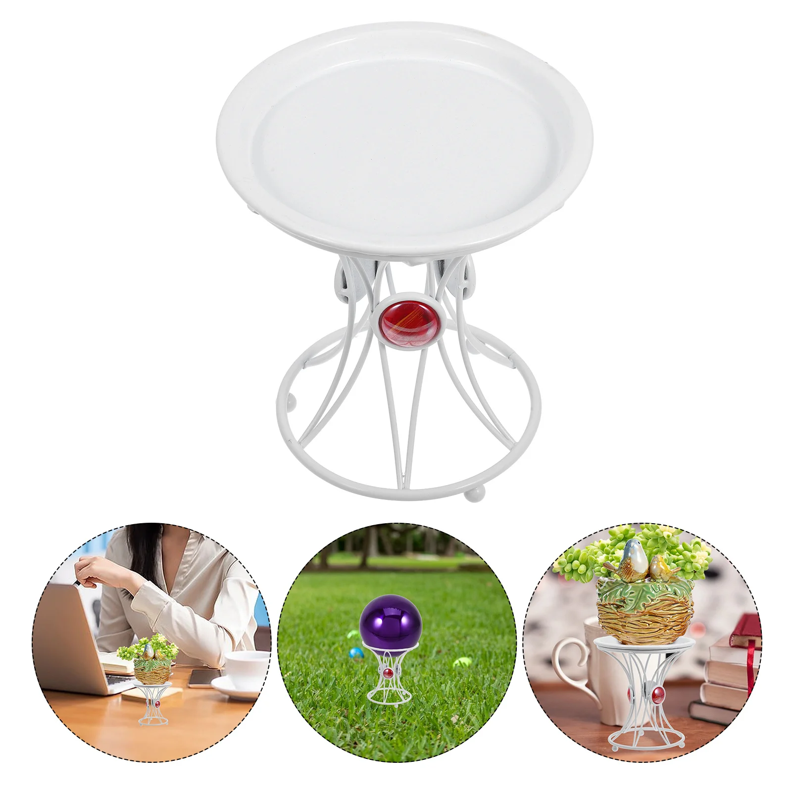 

1pc Decorative Ball Base Metal Garden Stand Modern European Style Outdoor Plant Holder Flower Pot Rack Iron Planter Support