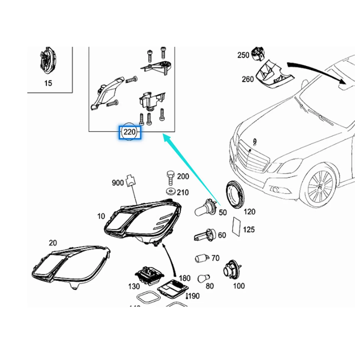 For Mercedes-Benz E Class 2014-2016 Car Headlight Repair Kit Bracket Repair Parts 2128201314