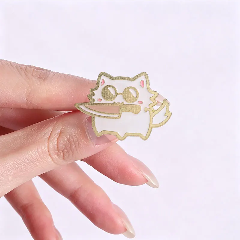 4-9 Stück/Set Cartoon Japan Anime Katzenmesser Emaille-Pins Comedy TV Flork Meme Eidechse Zauberer Frosch Luftschiff Roboter Brosche Schmuck Abzeichen – Detail 8