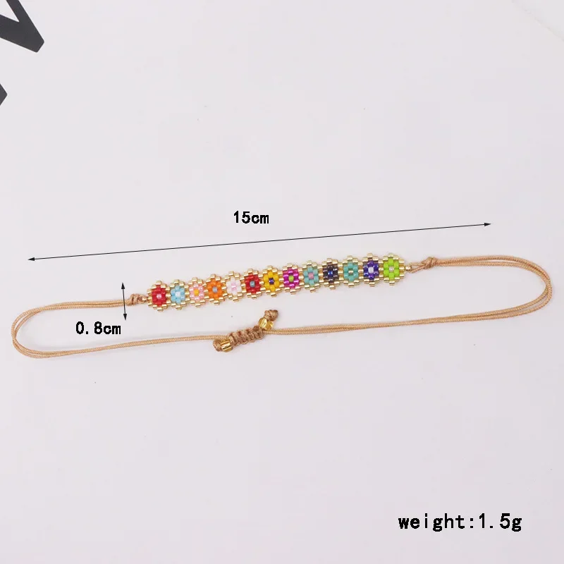 Magritte Design Beaded Bracelet Gradient Originality Hand Knitting Bohemia Adjustable Female Versatile Rice Bead Jewelry