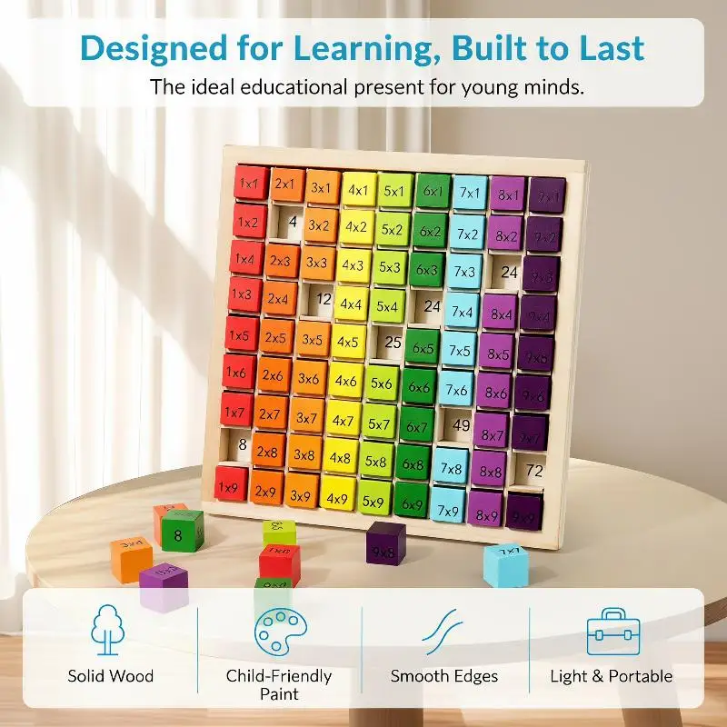 Montessori Learning Educational Toys 99 Multiplication Table Math Arithmetic Teaching Aids Preschool Wooden Toys For Children