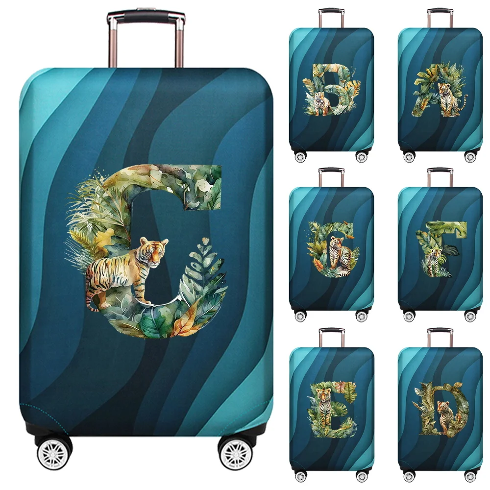 Stretch Fabric Luggage Protective Cover Simplicity Suitcase Trunk Holders Case Portable Travel Accessories Jungle Tiger Letter