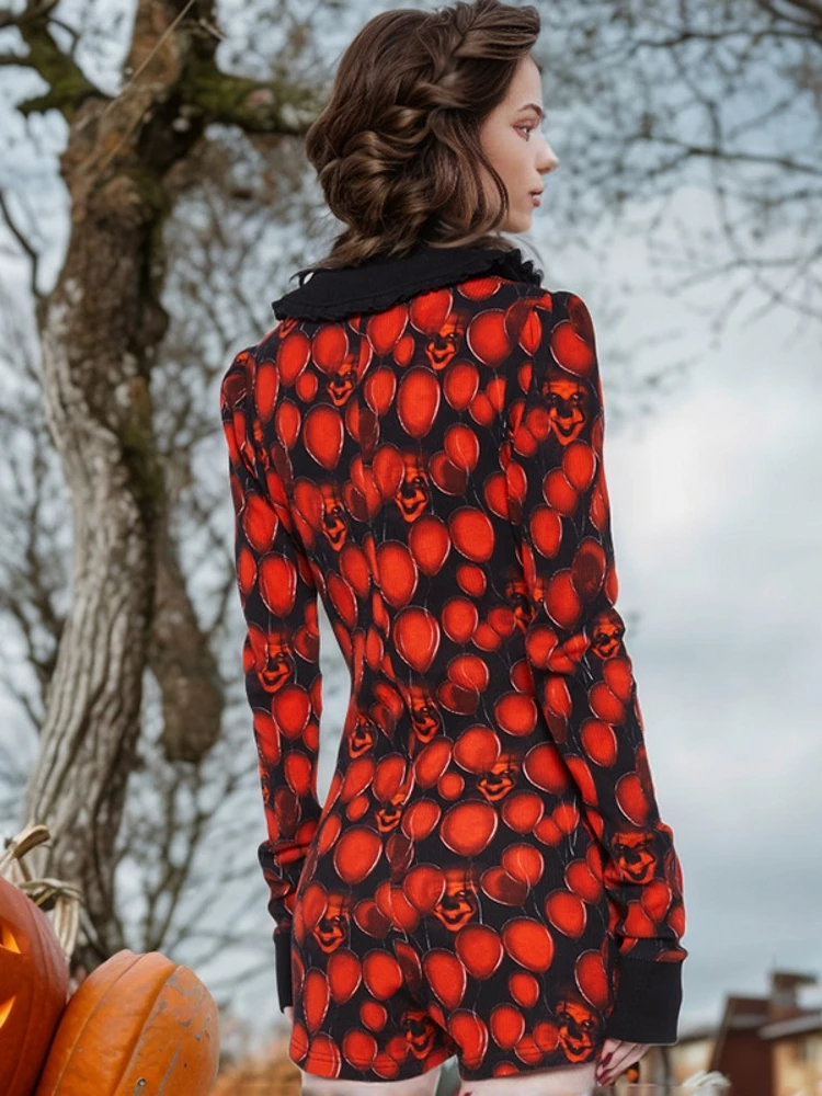 

Комбинезон-призрак на Хэллоуин, воздушный шар для лица, комплект брюк с высокой талией, тонкий полиэстер, семь или девять очков, длинные женские Rer