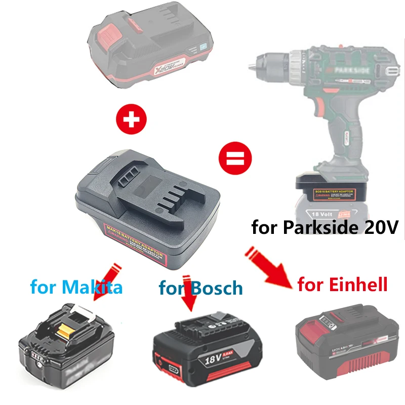 

Electric Power Tool Adapter Battery Converter for Makita/Bosch/Einhell to for Parkside 20VLi-ion Battery Power Tool PAP20A1 20A3