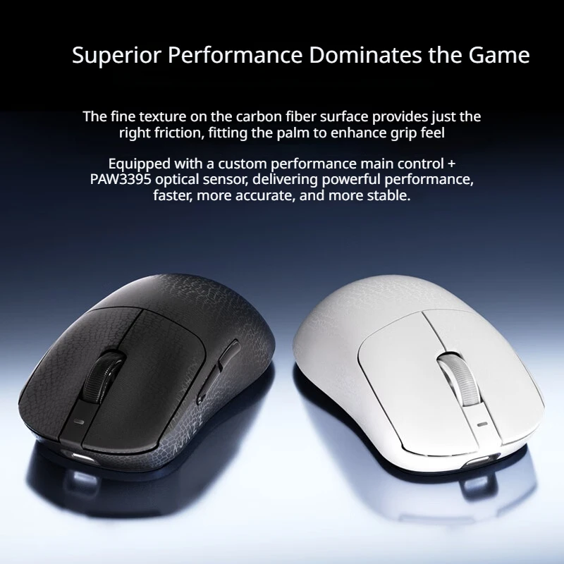 AJAZZ T520 Series Mouse Wireless Tri-Mode Composite Carbon Fiber PAW3311/3395 Sensor Dual 1k/8k Lightweight E-sports Gamer Mouse