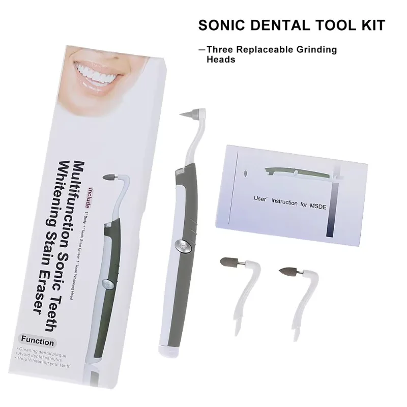 Multifunctional Acoustic Wave Teeth Whitening Stain Removal Portable Oral Hygiene Tool 3 head LED Plaque Removal Kit