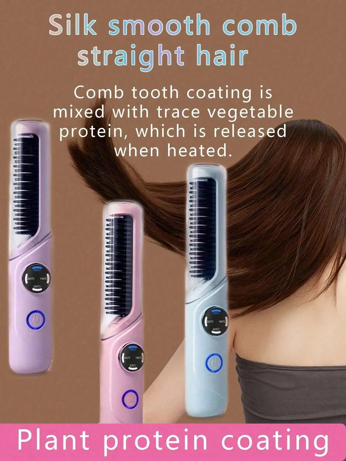 Portable Hair Straightening Comb Four Adjustable Temperature LCD Digital Display Suitable For  And Travel Stylish And Simple No 