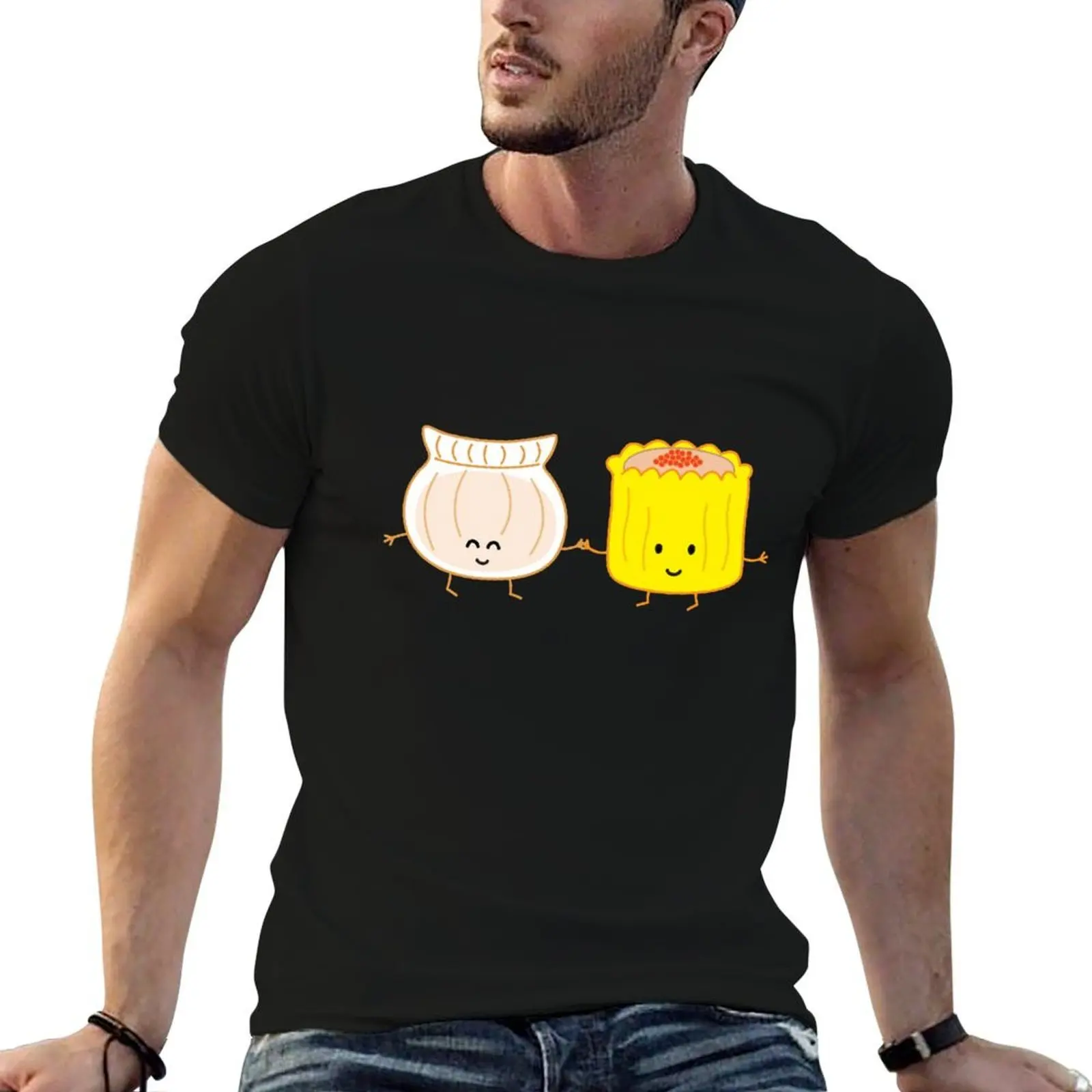 Camiseta con estampado de Dim Sum (har gow siu mai) de queenie's cards, camiseta de anime, camisetas gráficas para hombre