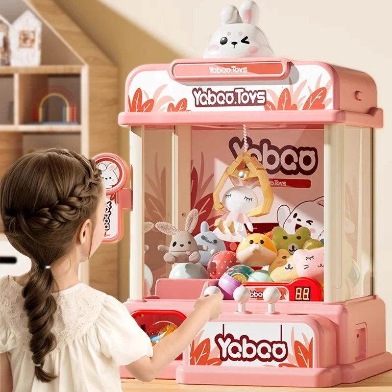 Automatic Mini Claw Machine Toy Coin Game Free Twisted Egg Plush Doll Timing Game Doll Machine Children Birthday Christmas Gifts