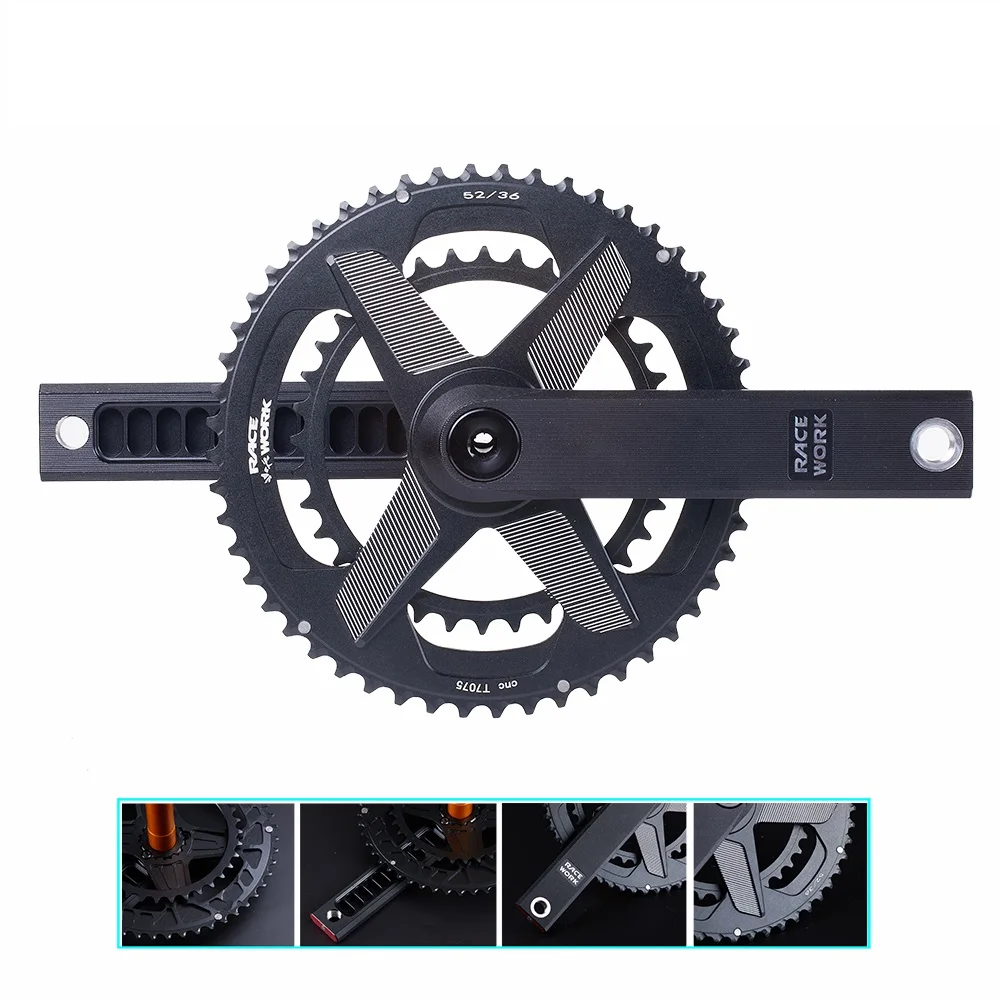 

Road Bike Crankset Double Chainring 50-34T/52-36T/53-39T 170mm Crank Folding Bike Sprocket Crankset For SRAM GXP SHIMANO R8000