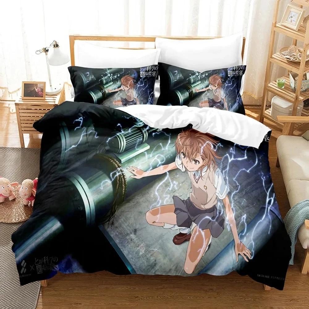 Anime Certain Scientific Railgun Misaka Mikoto Bedding Set Boys Girls Twin Queen Size Duvet Cover Pillowcase Bed Kids Adult