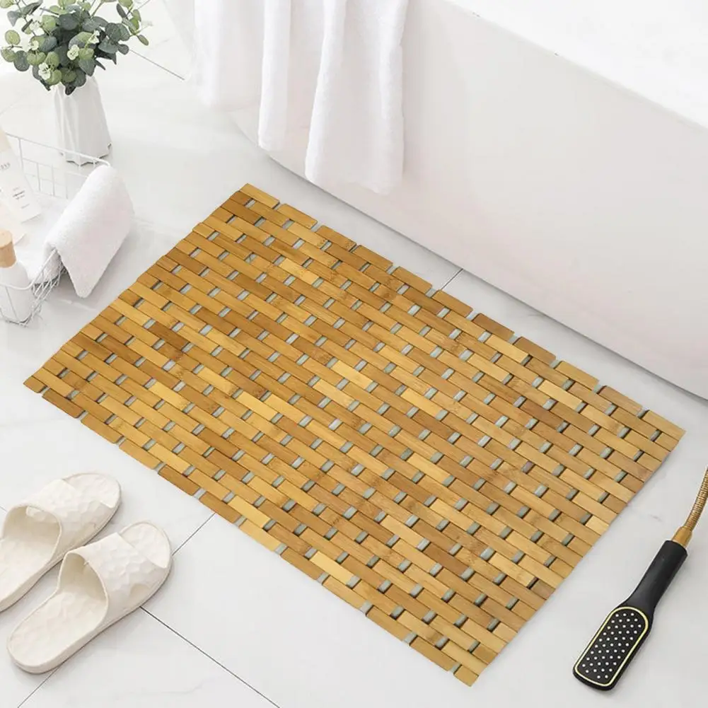 Bamboo Floor Mat Modern Wear-resistant Bamboo Bath Mat Natural Wood SPA Kitchen Shower Rug Pad Bathroom Accessories