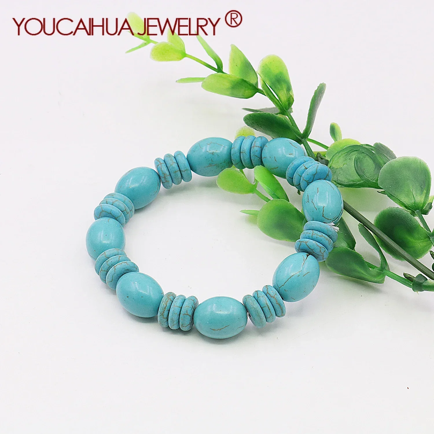 

12X16mm Natural Blue Turkey Turquoise Stone Bead Bracelet,Women/Men/Girls Lace-up Elastic Jewelry Making/Design Hand Ornament