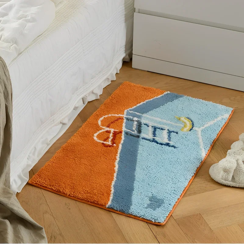 Swimming Pool Pattern Door Mat Soft Tufted Bedroom Bedside Carpet Home Decoration Area Rug Korean Style Cartoon Kitchen Bath Mat