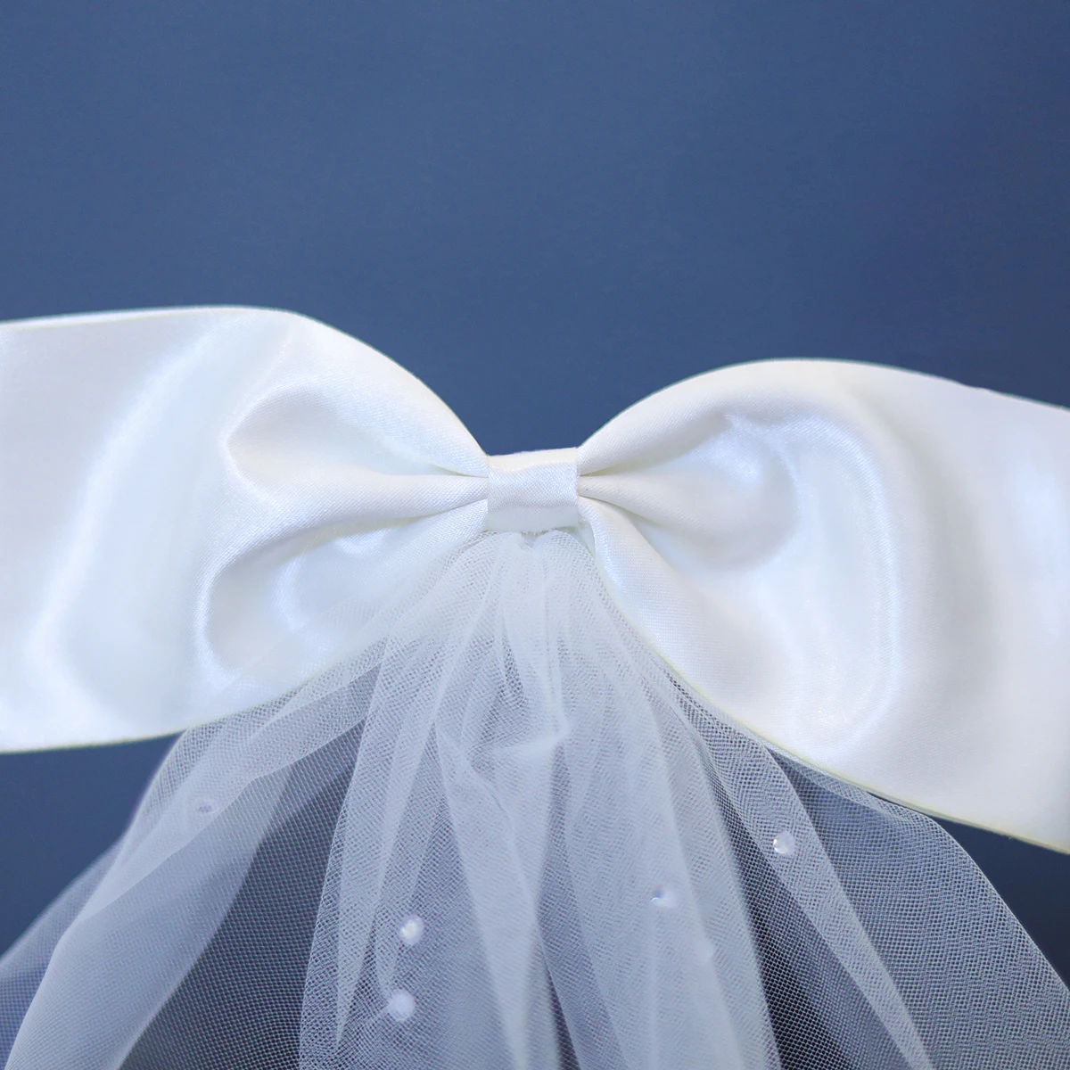 White Pearl Wedding Veil Bow Small Bridal Hairgirps For Women Bride Hair Accessories Headband Veils