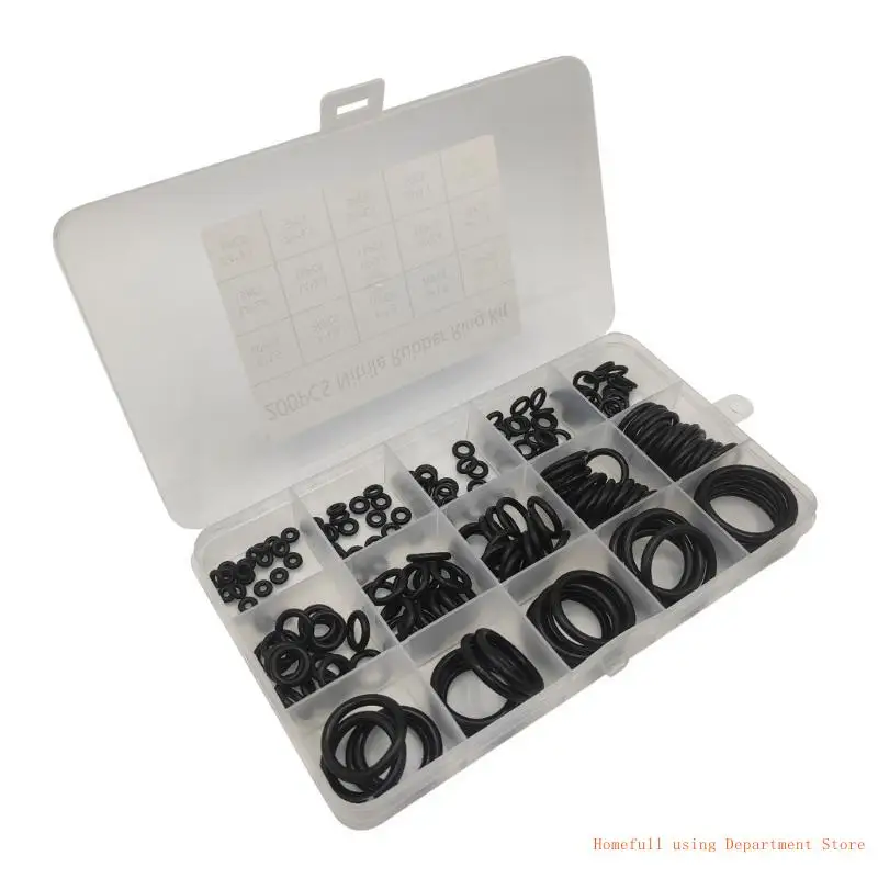 

200Pcs Rubber O Rings Washer Seals Assortment Assortment Set Electrical Gasket