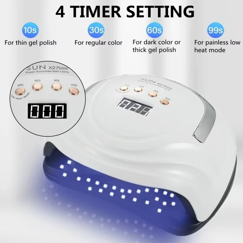SUN X27 MAX UV LED مصباح ل مانيكير مصابيح الأظافر مجفف لعلاج الأشعة فوق البنفسجية هلام البولندية أدوات الأظافر مع الاستشعار شاشة الكريستال السائل