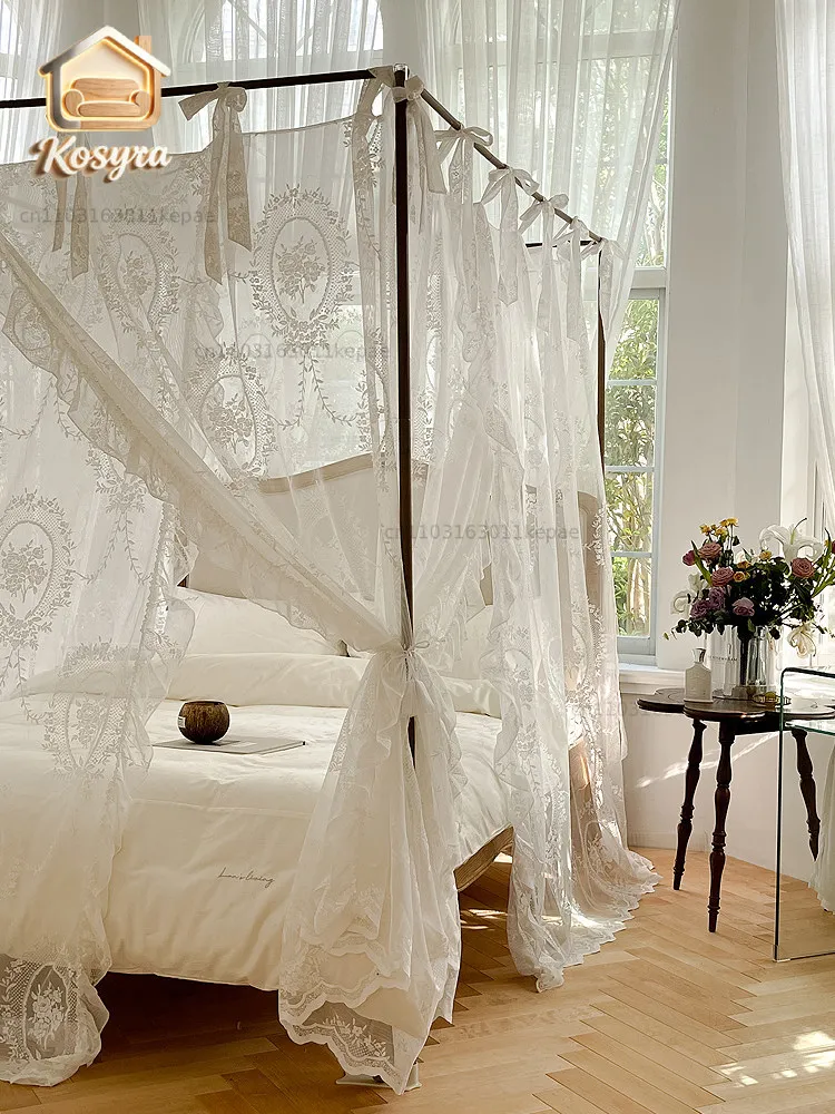 2026 New Premium Mosquito Net Bedroom French Lace Palace Floor Type 1.5m Three Door Door Family Bed Mantle Princess Wind