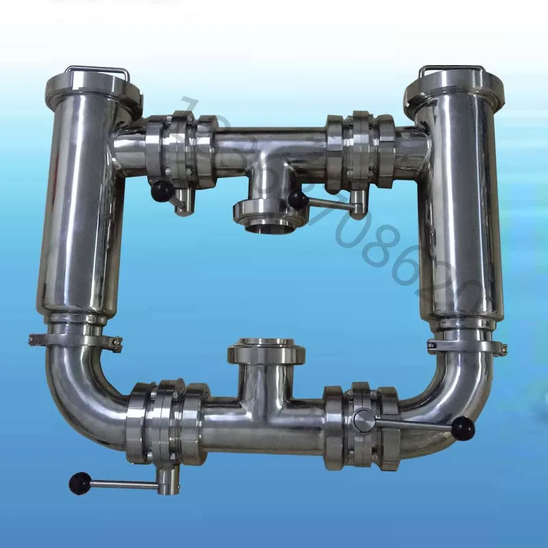 

304 stainless steel sanitary grade double filter, right angle double barrel parallel impurity one prepared one pressurized filte