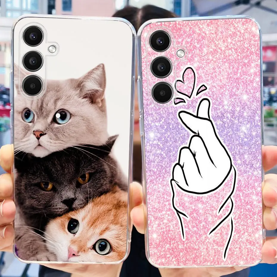 삼성 갤럭시 A34 전화 케이스에 대 한 귀여운 고양이 꽃 인쇄 부드러운 실리콘 TPU 뒷면 커버 삼성 A34 A14 A54 5G 2023 SM-A346B