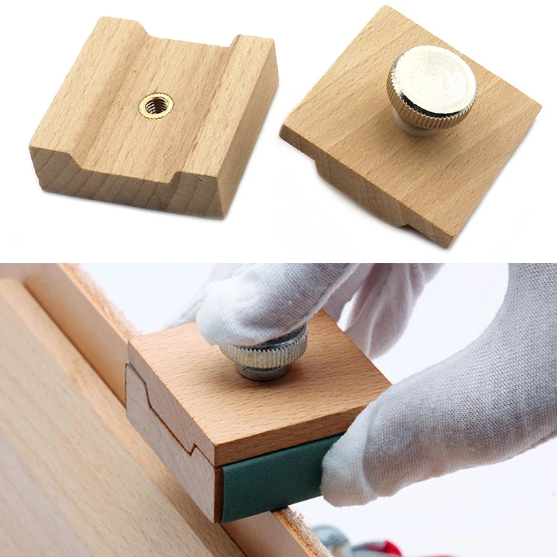 1pc Wooden Polishing Block with Sandpaper, Multifunctional Leather Craft Tool Edge Sealing & Polishing Wooden Sandpaper Fixture image 4
