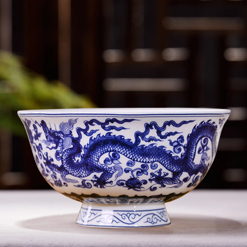 4.5/5/6 Inch Vintage Ceramic Bowl Household Large Capacity Rice Noodle Salad Soup Bowls Chinese Style Kitchen Tableware Supplies