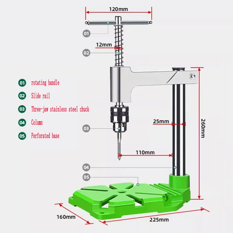 Adjustable Small Benchtop Tapping Tool Set with Tap Wrench, Manual Vertical Tapping Machine Set