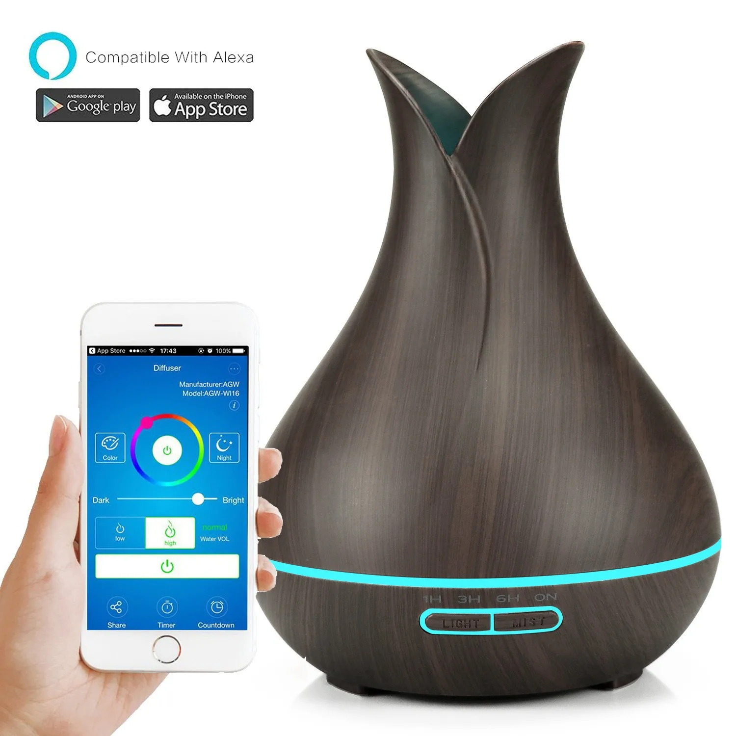 

WiFi Smart Air Humidifier 400ml Essential Oil Diffuser Aromatherapy Ultrasonic Air Humidifiers Cool Mist Sprayer Humidificador