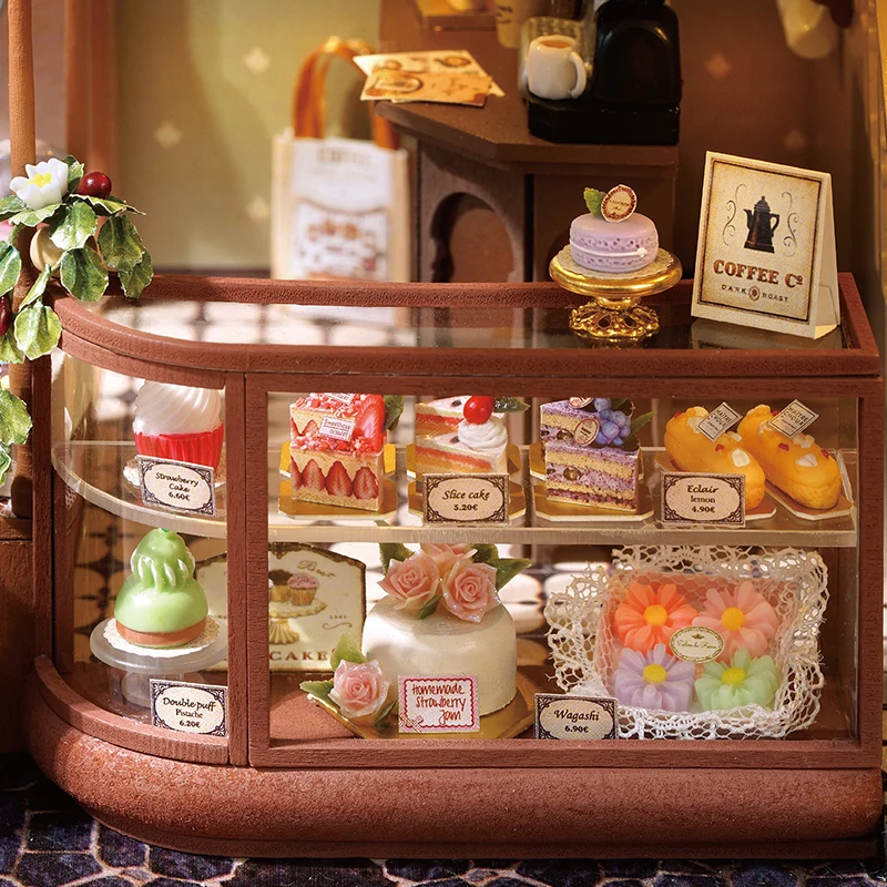 手作り木製ミニチュアドールハウスキット 3Dパズル組み立て式建築モデルキット LEDライト付き ドールハウス おもちゃ クリスマスプレゼント