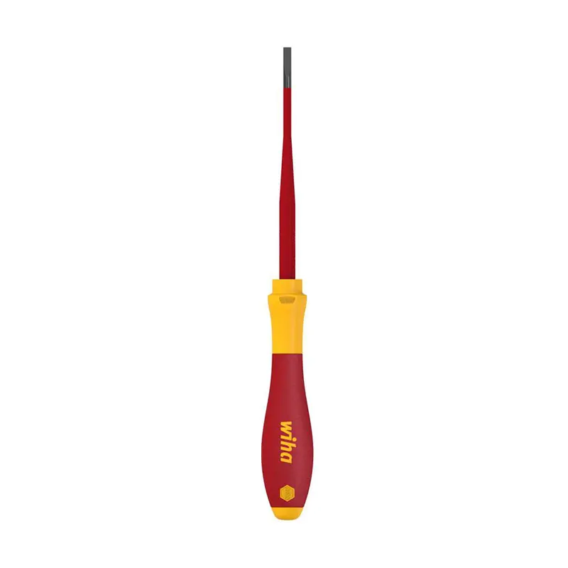 Wiha 35390 Slotted Screwdriver 4.0mm Blade 1000V VDE-tested Insulated Electric SlimFix Screwdriver Higher Work Efficiency