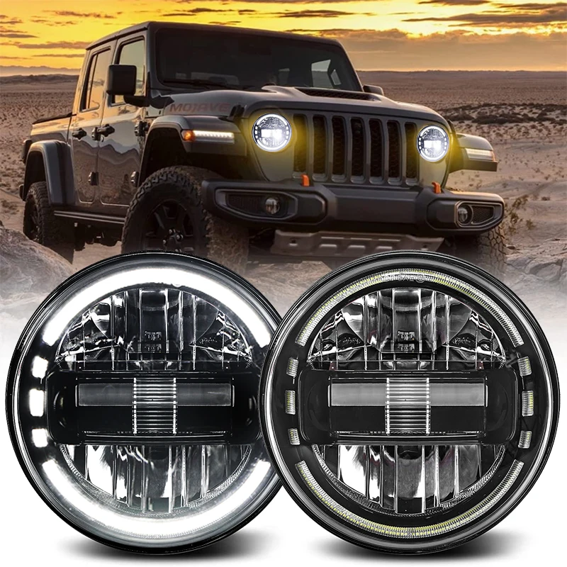 

Car Accessories Black 7Inch Headlight Halo DRL Light Lamp for Niva Lada 4x4 Offroad Jeep Wrangler VAZ UAZ Hunter Motorcycle