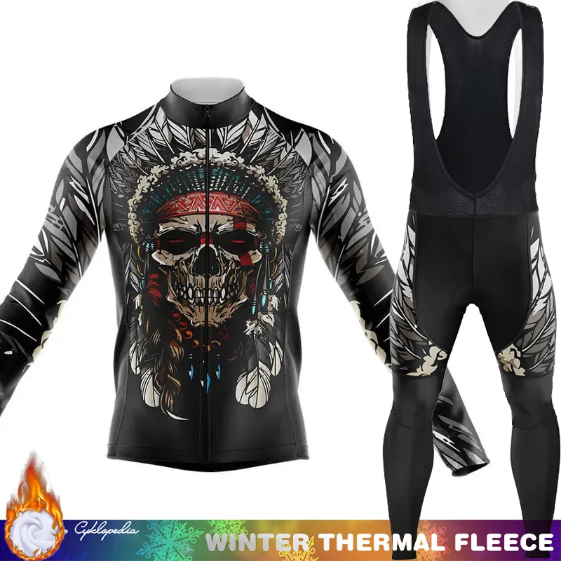 

Skull Jersey Ciclismo Hombre Men's Cycling Termal Fleece Bicycle Clothes Winter Thermal Man Set Clothing Shirt 2025 Triathlon