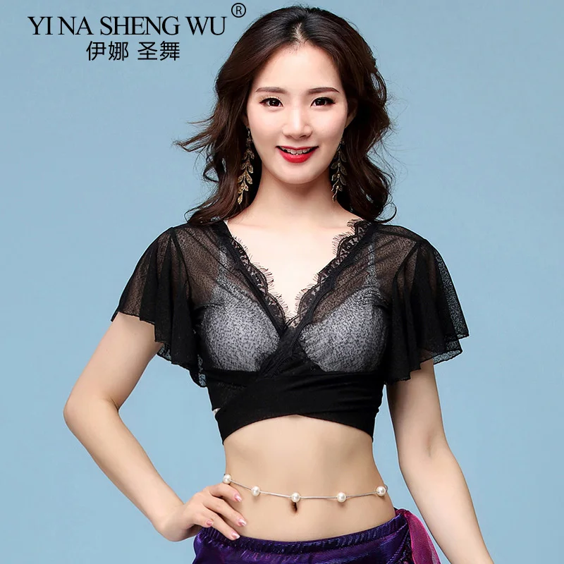 Belly Dance Costume Top Practice Clothes Daily Practice Dance Slim Blouse for Female Exotic Dancewear Lotus Leaf Sleeve