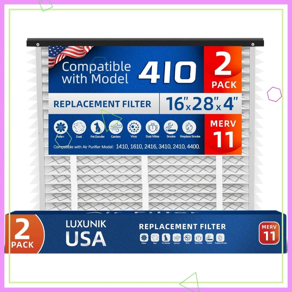 

2 Pack 16x25x4 MERV 11 Replacement Air Filter for HVAC Furnace, Actual Size 16.04x27.91x3.91 Inches