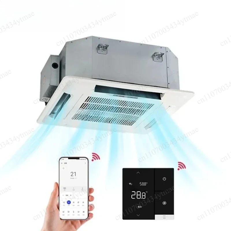 4-Way Cassette Fan Coil Unit Ceiling Mount Hydronic Heating Cooling Chilled Water Air Conditioner