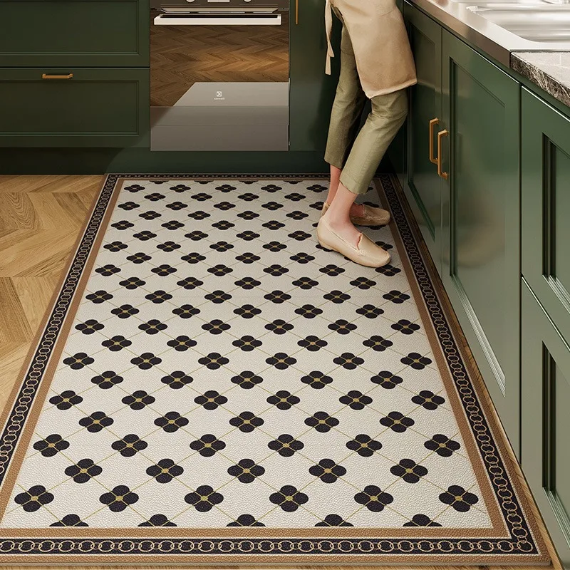 Carpet for Kitchen Pvc Floor Mat Large Size Waterproof Non-slip Carpets Leather Anti-oil Foot Mats Retro Home Decoration Rug주방카펫