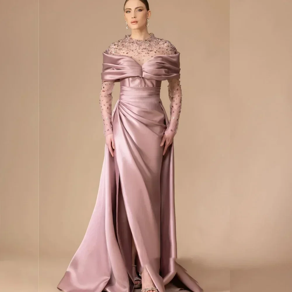 فساتين كوكتيل مخصصة أنيقة مطوي ألف خط الطابق طول فستان سهرة طويل رائعة عالية الجودة حفلة موسيقية ثوب للنساء #4