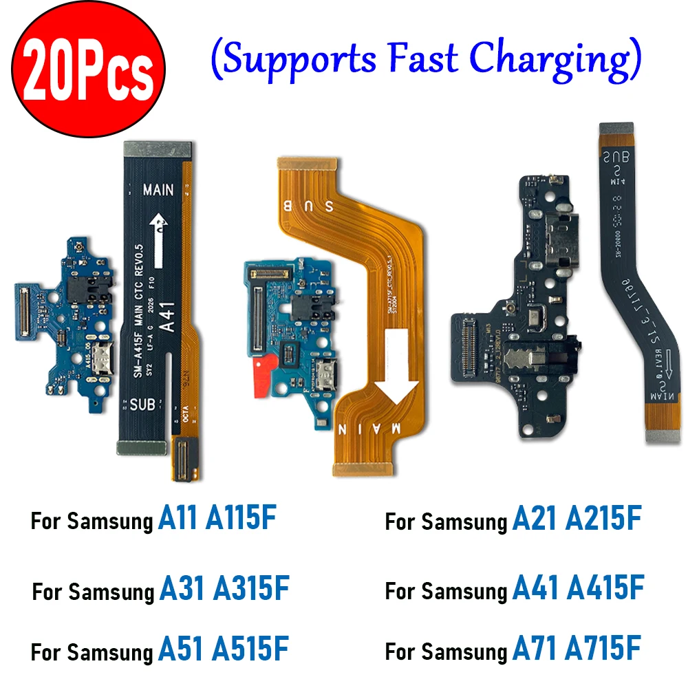 

20 шт., новинка для Samsung A11 A21 A31 A41 A51 A71, USB зарядное устройство, док-станция, порт для зарядки, микрофон, основная плата, разъем, гибкий кабель