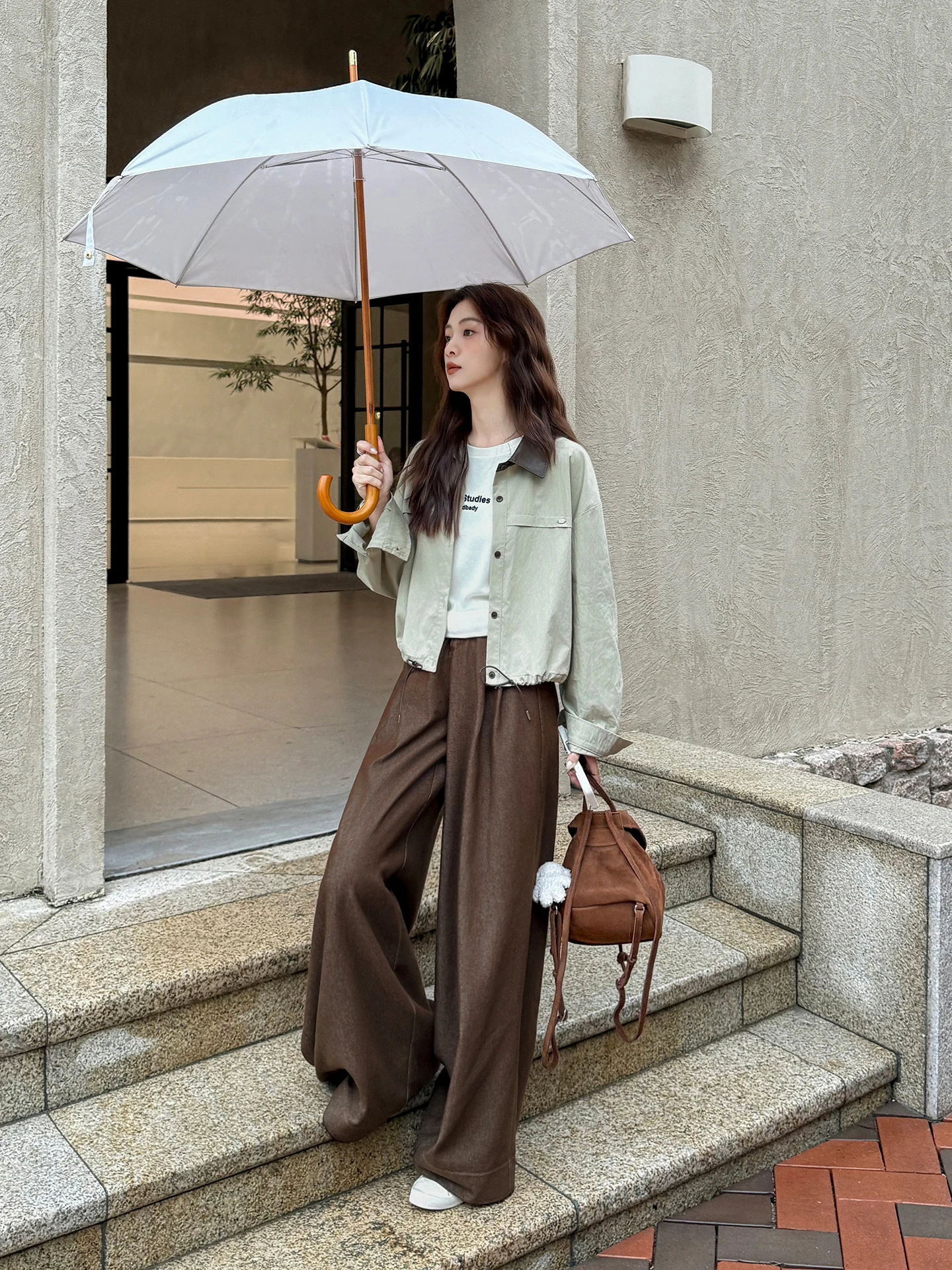 

Женские винтажные прямые брюки с высокой талией и широкими штанинами, цвет кофе, длина в пол, для повседневной носки, без стрейча