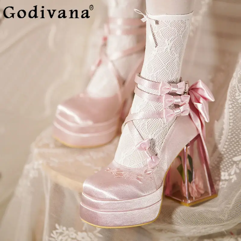 

Новинка 2023 года, свадебные туфли на высоком каблуке, женские оригинальные элегантные туфли на высоком каблуке в стиле Лолиты, женские осенние туфли Мэри Джейн для косплея