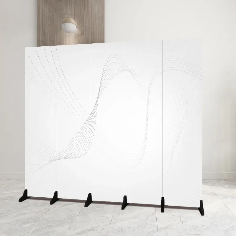Modern Pure White Folding Screen Partition Wall Mobile Room Divider for Office Living Room Entrance Home Decor Shutter Style