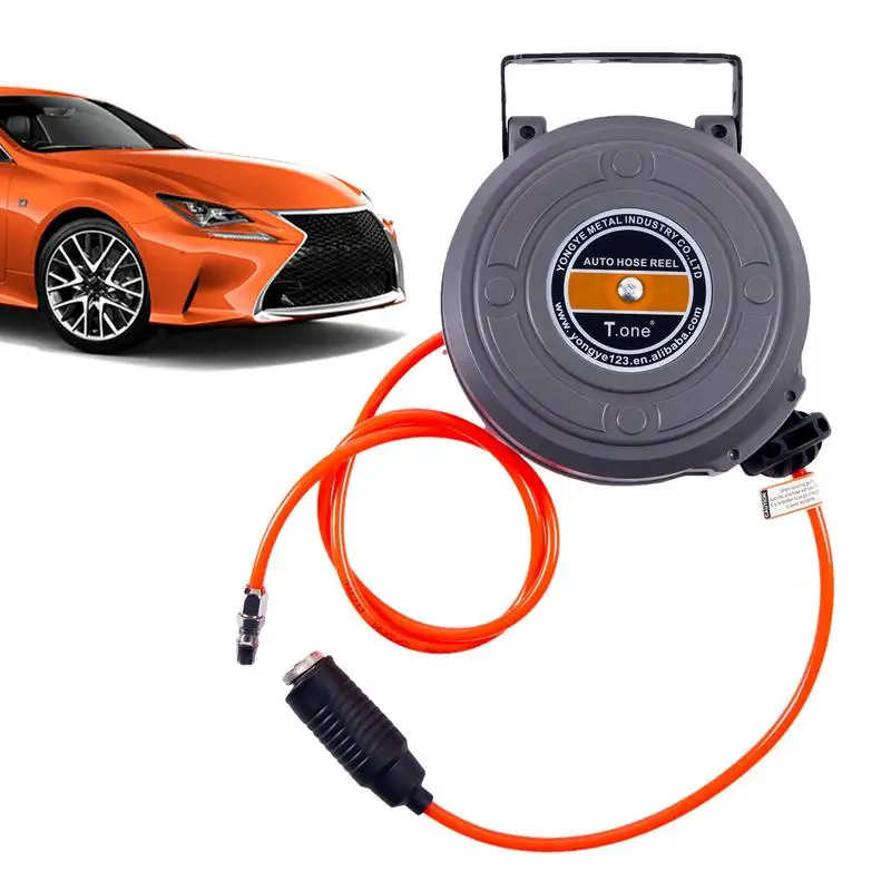 Carretel de Mangueira de Compressor Retrátil Ferramenta de Rebobinamento Automático Carretel Comercial com Suporte Giratório Suporte de Mangueira de Acoplador Rápido 6m