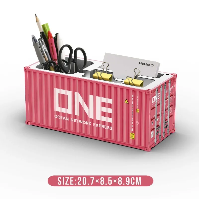 1PC Simulated Ocean Freight Container Model Pen Holder Storage Box New Plastic Storage Box Desktop Storage Rack Desk Organiser