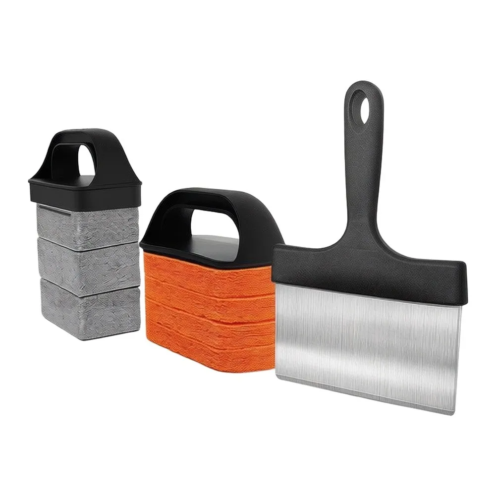 10Pcs Metal Griddle Kit With Scraper Brush Brick For Grill Stain Removal And Seasoning Maintenance Tools
